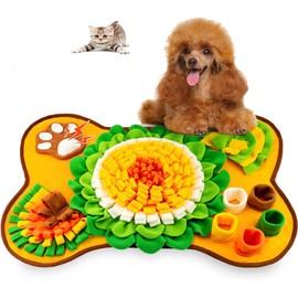 WADY 25*17inch Snuffle Mat for Dogs Large Snuff Pad with Sound Dog Puzzle Pad for Interactive Dog Foraging and Scent Feeding to Encourage Natural Foraging Skills Slow Eating and Stress Relief (yellow)