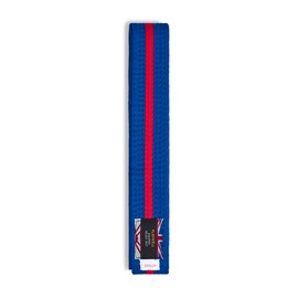 Martial Arts Cotton Striped Coloured Grading Belt - Blue Belt With Red Stripe (250cm)