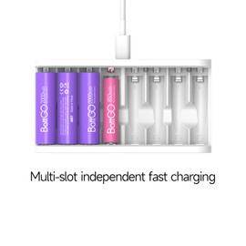 ISDT A8 AIR 8-Slot Smart Battery Charger AA & AAA 10500 12500 Battery of NiMH NiCd Li-lon LiFePO4 Discharge Protect Function Rechargeable Batteries with Bluetooth APP Connection (Black)