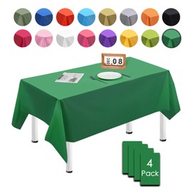 4 Pack Dark Green Table Cloths for Party,137x274cm Extra Large Rectangular Tablecloths,Solid Color TableCloth,Wipe Clean|Waterproof|Oilproof Table Cover for Parties,Daily Use,Outdoor Picnic,Weddings