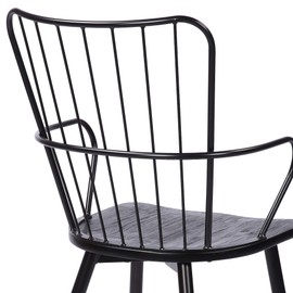 Armen Living Parisa High Back Steel Framed Side Chair in Black Powder Coated Finish and Black Brushed Wood