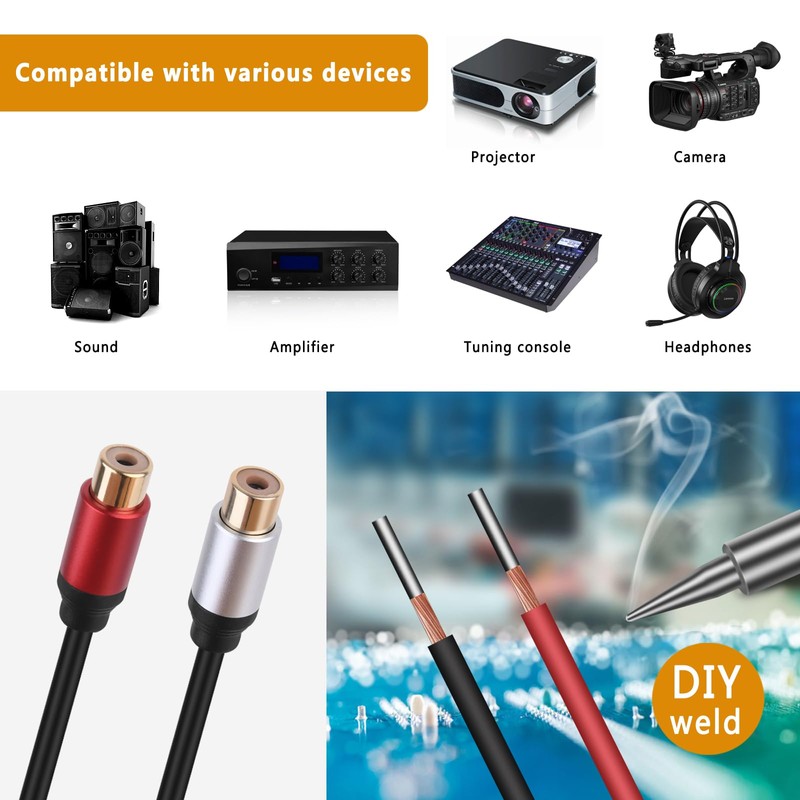 sovunis 2Packs Speaker Wire RCA Audio Both Female Plug Jack