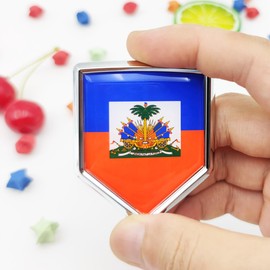 Overdecor Haiti Flag Decal Stickers Car Emblem Haitian Car Accessories Decorations Chrome Shield Flag Sticker Decals for Cars Truck Vehicles, 2 Pack
