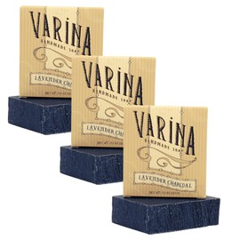 Varina Jabón Orgánico De Lavanda Y Carbón Activado - Limpieza Suave Para Piel Sensible, Con Hierbas Y Menta - Paquete De 3 - Piel Sana Y Radiante     