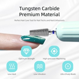 HYTOOS Large Tapered Barrel Nail Drill Bits, 15mm Flat Top Conical 3/32" Dust Proof Carbide Nail Bit, Professional Drill Bits for Nails, Electric Manicure Gel Polish Acrylic Clean Removal Tool, Medium