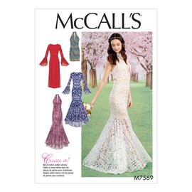 McCall's Patterns Column And Mermaid-Style Dresses With Bodice And Sleeve Variations 17.00 x 0.5 x 0.070 cm