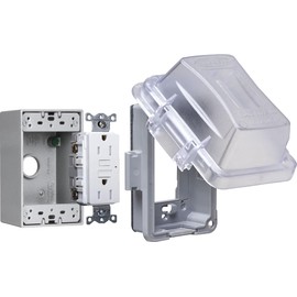 TAYMAC MKG420CS Nonmetallic Extra Duty Complete in-Use Cover 15 Amp WRTR Self Test GFCI Kit, 1-Gang, Clear/Gray