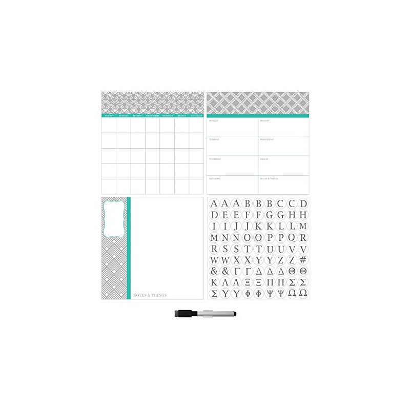 WallPops Pimlico Dry Erase Combo Wall Decal with Monogram, Multi-Colour