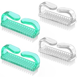 Larbois Handle Grip Nail Brush, Hand Fingernail Brush Cleaner Scrubbing Kit Pedicure for Toes and Nails Men Women (4 Pack)