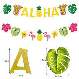 4 Pieces Hawaiian Garland Banner Aloha Party Banner Aloha Garland Paper Hawaiian Party Decoration Aloha Tiki Summer Party Tropical Luau Party Decoration for Summer Birthday Holiday Beach Theme Party
