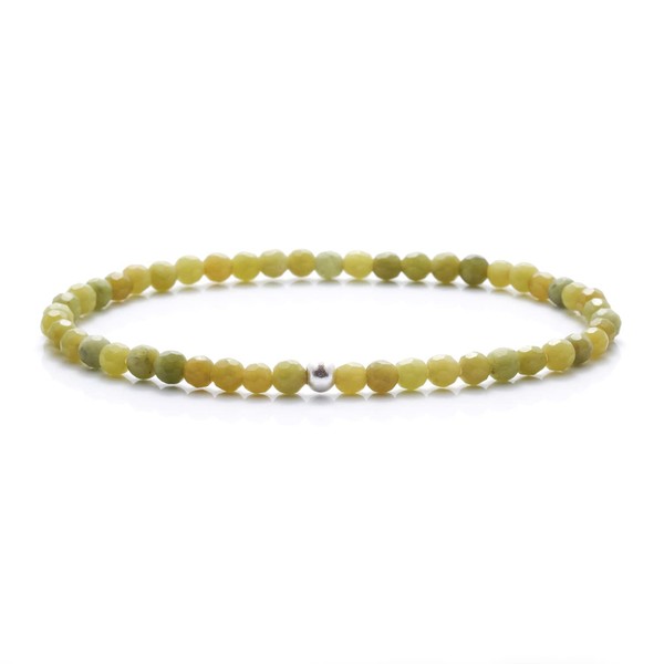 BERGERLIN Genuine Natural Stone Bracelet with 925 Sterling Silver Pearl