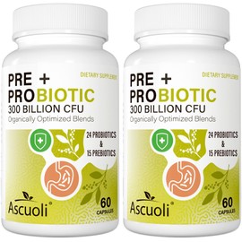 Probiotics for Women & Men - 300 Billion CFU, 24 Strains + 15 Organic Herbs Prebiotics Blend, Daily Probiotic for Digestive Health, Immune, Gut, Bloating - 120 Vegetarian Capsule (120-Days Supply)
