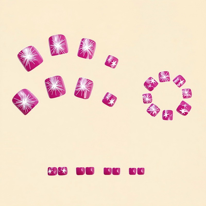 Square Press on Toenails Purple Fake Toe Nails with Star