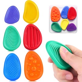 6Pcs Quiet Fidget Toys, Sensory Stone Anxiety Relief Anxiety Toys, Social Emotional Textured Worry Silent Fidget Toys, Stress Calming Quiet Fidget Sensory Stones for Adhd in School