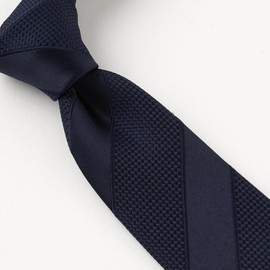 Ojier Men's Necktie, Silk, Regular Tie, Yamanashi Necktie, Archive-Style, Regimental, Made in Japan, Business, Fashionable, 001: navy