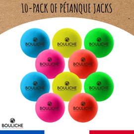 BOULICHE | 10 Pétanque Wooden Jacks 3 cm | 5 Bright Colors | Target Balls for French Boules Game | Petanque Accessory for Competition and Leisure | Gift Idea for Boules Players | Original Corner