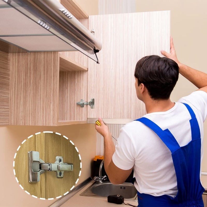 4 Pieces 105° Hinge with Damper, Standard Hinge for Kitchen