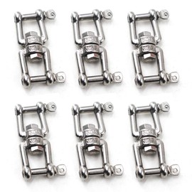 M4 Swivel Double Shackle 304 Stainless Steel Boat Anchor Chain Connectors (Pack of 6)