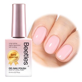 Beetles Nude Pink Gel Nail Polish - 8ml Hema Free Natural Nude Gel Polish Nail Concealer Jelly Sheer Translucent Effect Soak Off UV Misty Rose Collection Nail Art Manicure Gift for Women