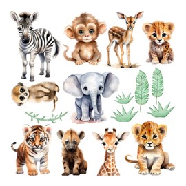 GRAZDesign Wall Sticker Set Safari Babies - Realistic Jungle & Savannah Animals for Children's Room
