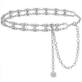 CCAIPU Women's Chain Belt with Peach Heart Pendant, Adjustable Metal Braided Belt for Dresses (E-Silver)