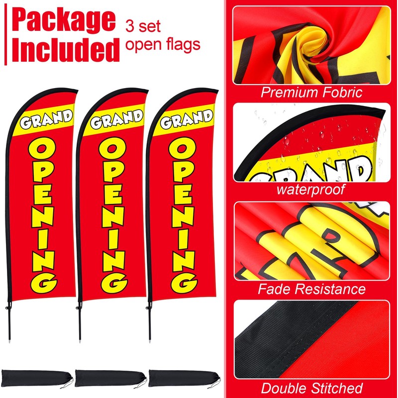 Buryeah 3 Sets Grand Opening Feather Flag Pole Kit 7ft