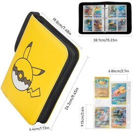 Yinke Case Binder Holder,Game Cards, PM TCG Card, Holds Up to 400 Cards with 50 Premium 4-Pocket Page, Hard Organizer Carry Cover Storage Bag, 24.0cm x 19.0cm x 4.4cm (WQ-123)