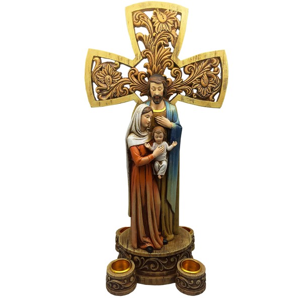 Beautiful Christmas 14" H Tabletop Nativity Cross. One Piece Nativity