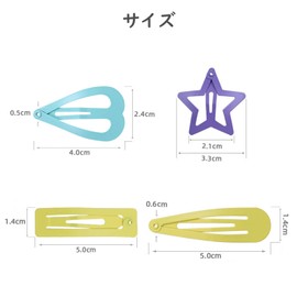 Hair Pins, Patch Pins, Hair Clips, Set of 24, 6 Colors, Colorful, Stars, Heart, Water Drop, Square, Snap Hair Clip, Sleep Pin, Hair Accessory, Bangs, Patch Closure, Girls, Kids, Children's Hair Clip, Color Pins, Arrangement Pins, Hair Clips, For Kids, Kindergarten, Preparation, Girls, Baby Shower, DIY, Present, Birthday