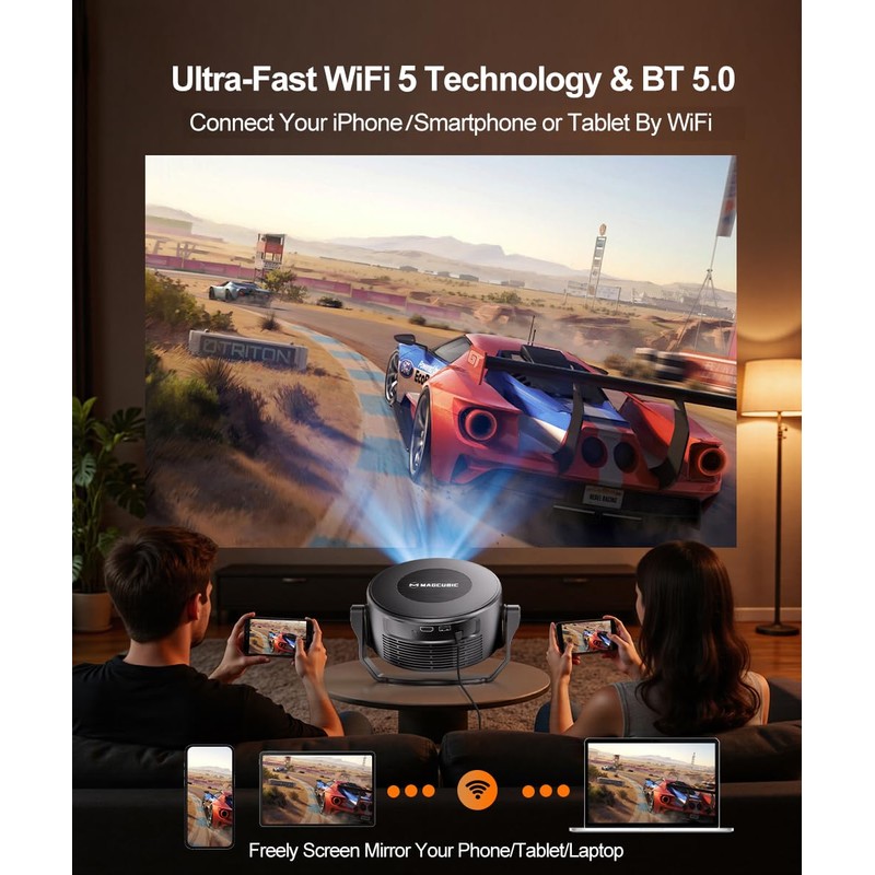 Magcubic Smart Projector 2K Support, Portable Projector with WiFi 5