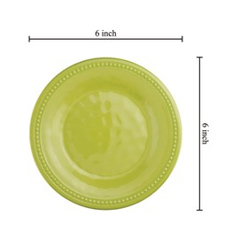 UPware 4-Piece 6 Inch Melamine Dessert Plates Appetizer Dinner Plates Small Serving Plates Party Plates Round Plate for Dessert Snack Fruit Side Dishes (Beaded, Green)