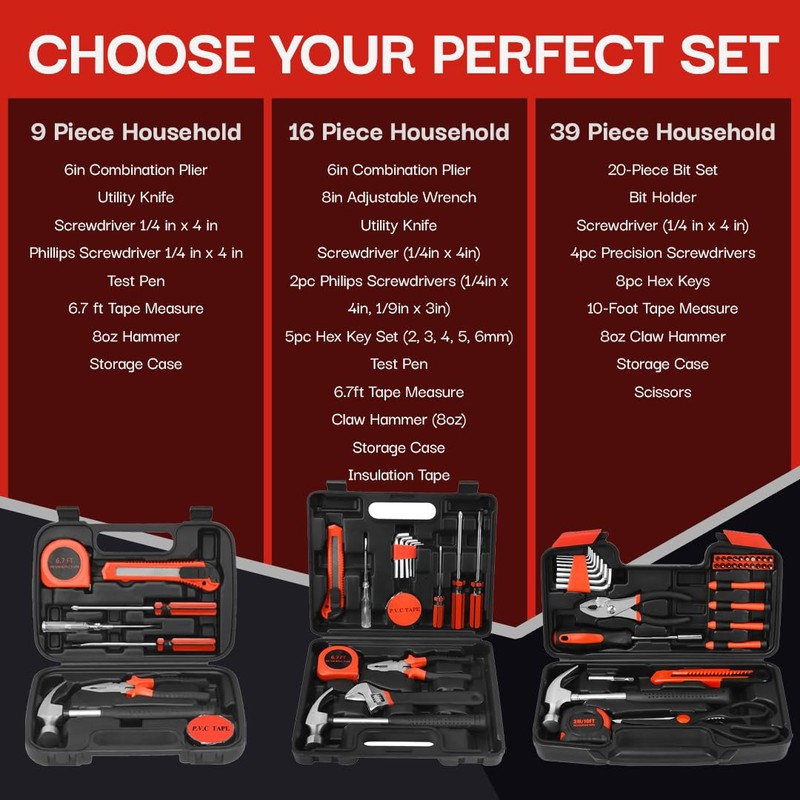 Pursonic Multi-Piece Household Tool Sets - Essential DIY Solutions for