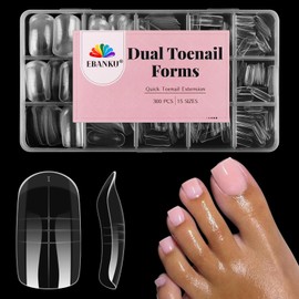 300 Pcs Toe Dual Nail Forms for Poly Extension Gel, EBANKU Toenail Dual Forms Reusable Full Cover Molds for French Tip Acrylic Toenails Pedicure for Salon & DIY at Home 15 Sizes