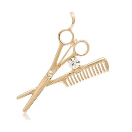 JczR.Y Scissors Comb Rhinestone Brooch Pins Women Hair Stylist Barber Fashion Brooch Jewelry Gift, Gemstone
