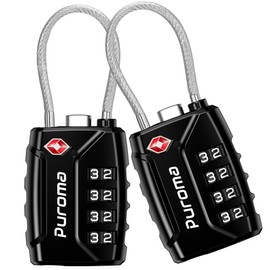 Puroma 2 Pack TSA Approved Luggage Locks, 4 Digit Combination Travel Locks Resettable Code Lock with Zinc Alloy Body for Suitcase, Toolbox, Backpack, Bag, Gym Locker (Black)
