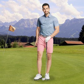 M MAELREG Golf Polo Shirts for Men Short Sleeve Quick Dry Fit Texture Sports Casual Collared Men's Golf Shirts Light Blue