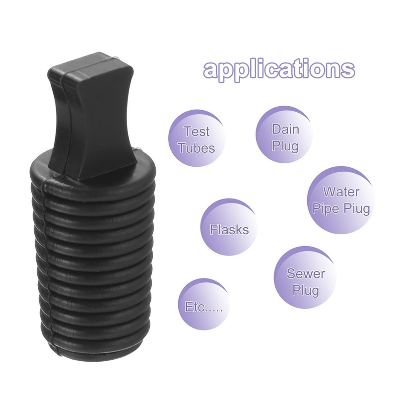 sourcing map Rubber Thread Tapered Insert Plug M16 Test Tubes
