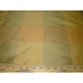Plaid 3 YDS  100% SILK PLAID GOLDS CHECKS DUPIONI DRAPERY UPHOLSTERY FABRIC FOR LESS