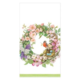 Caspari Spring Wreath Paper Guest Towel Napkins, 15 Per Package