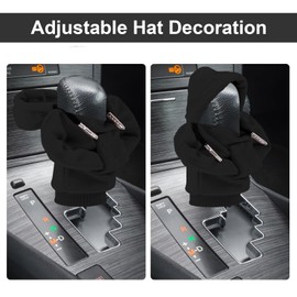 DCKENGO Gear Shift Hoodie, Gear Shift Cover, Universal Car Shift Knob Hoodie, Mini Hoodie for Car Shifter, Automotive Interior Cute Gadgets, Christmas Car Accessories and Decorations (Black)