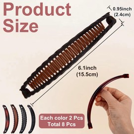 8 Pcs Banana Hair Clips, Non-Slip Large Hair Claws for Women, Classic Double Combs Hairpin Accessories for Thin Curly Straight Long Short Hairstyles- 4 Styles