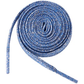 [Elerevyo] 1 Pair Glitter Shiny Metallic Flat Shoelaces Colorful Multicolor Sequin Sparkle Shoelaces for Sneakers, blue (royal)