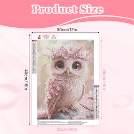 MAXBYE Pink Cute Owl Diamond Paintings, Owl Diamond Art Kits for Adults, 5D Diamond Art Kits, Diamond Art for Home Décor Items, and Extra 30% Diamonds, 12x16in