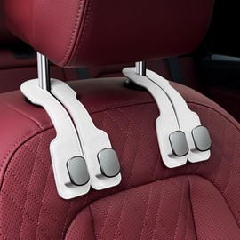 REEVAA Car Hooks for Headrest [Non-Slip, Durable], Seat Back Storage Hook for for Purse, Organizing Bags, Clothes and Backpacks, Car Accessories for Women Men, Fits Most Car, 2PCS, White