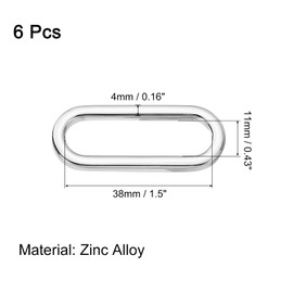 sourcing map 6 Pcs Metal Oval Ring, 1" Flat Oval Ring Buckle Belt Fastener Strap Keeper Loop for DIY Leather Purse Bags Handbag Straps, Silver Tone