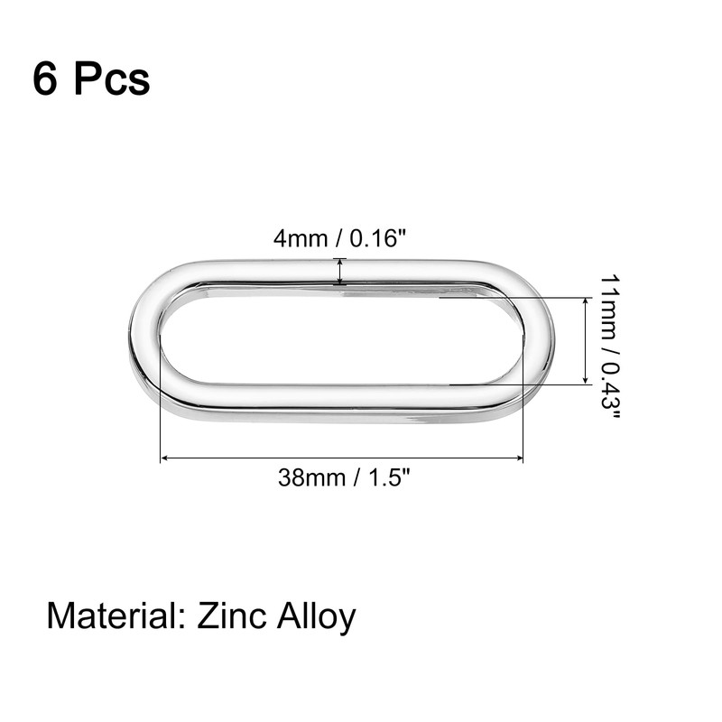 sourcing map 6 Pcs Metal Oval Ring, 1" Flat Oval