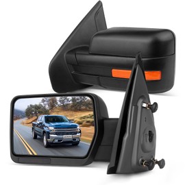 SCITOO Towing Mirrors Compatible with 2004-2014 For Ford For F-150 Series Truck Pickup A Pair tow mirror Power Adjusted,Heated,No Turn Signal Light,with Black Cap Housing