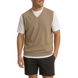 Akwa Men’s V-Neck Golf Vest Lightweight Waterproof Pullover Sweater Wind-Resistant Layer Made in USA Performance Outerwear