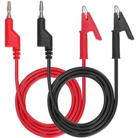 QESSUVNC Test Leads 4 mm Multimeter Cable Banana Plug to Crocodile Clips with Cable, 15 A 3.3 ft Laboratory Power Supply Cable Test Lead for Multimeter Terminals Electrical Testing (Red and Black)