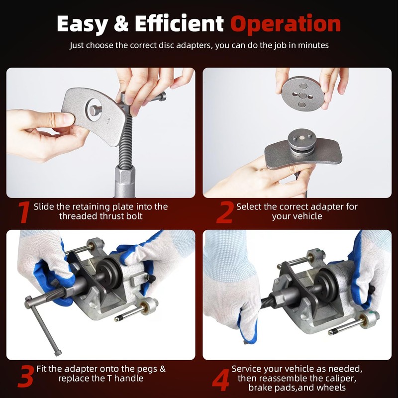 8MILELAKE Disc Brake Caliper Compressor Wind Back Tool 24pc Professional